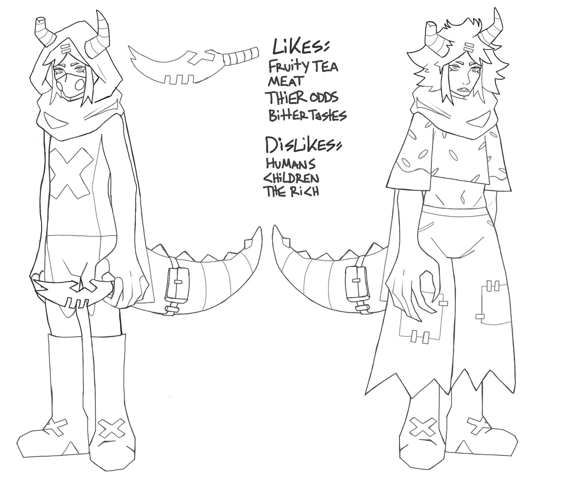 My first D&D character design (ultimately unused), a tiefling with a sweet tooth which uses a serrated dagger. I wanted to create something that would stand out in the medieval universe but not be unrealistic, and match the set of dice I had. Done in 2020.[Alt]