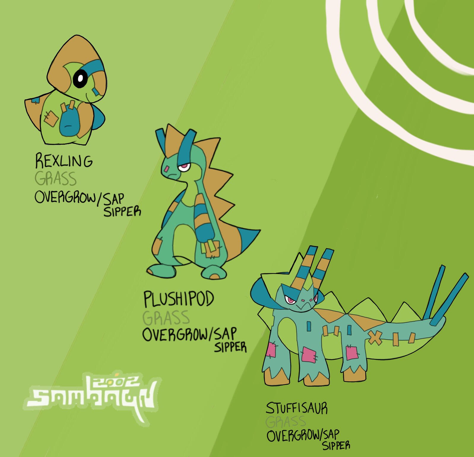 A redesign of an older iteration, based on a concept I made when i was 12, which was a little hard to work with. The baseline idea was 'pushpin dinosaur'-- I wanted to lean farther into it being a plush being instead of pushpin, instead having spikes that could move through the body to jut out in different areas for attack. Done in 2021.