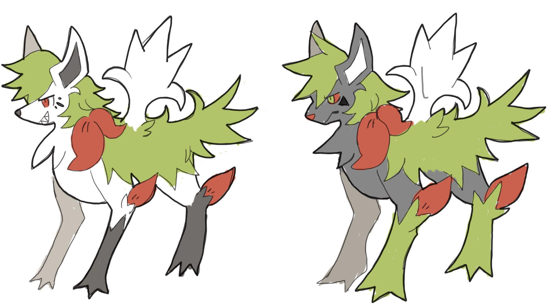 A pokemon fusion design of shaymin and mightyena that I was commissioned to make. Done in 2021.[Alt]