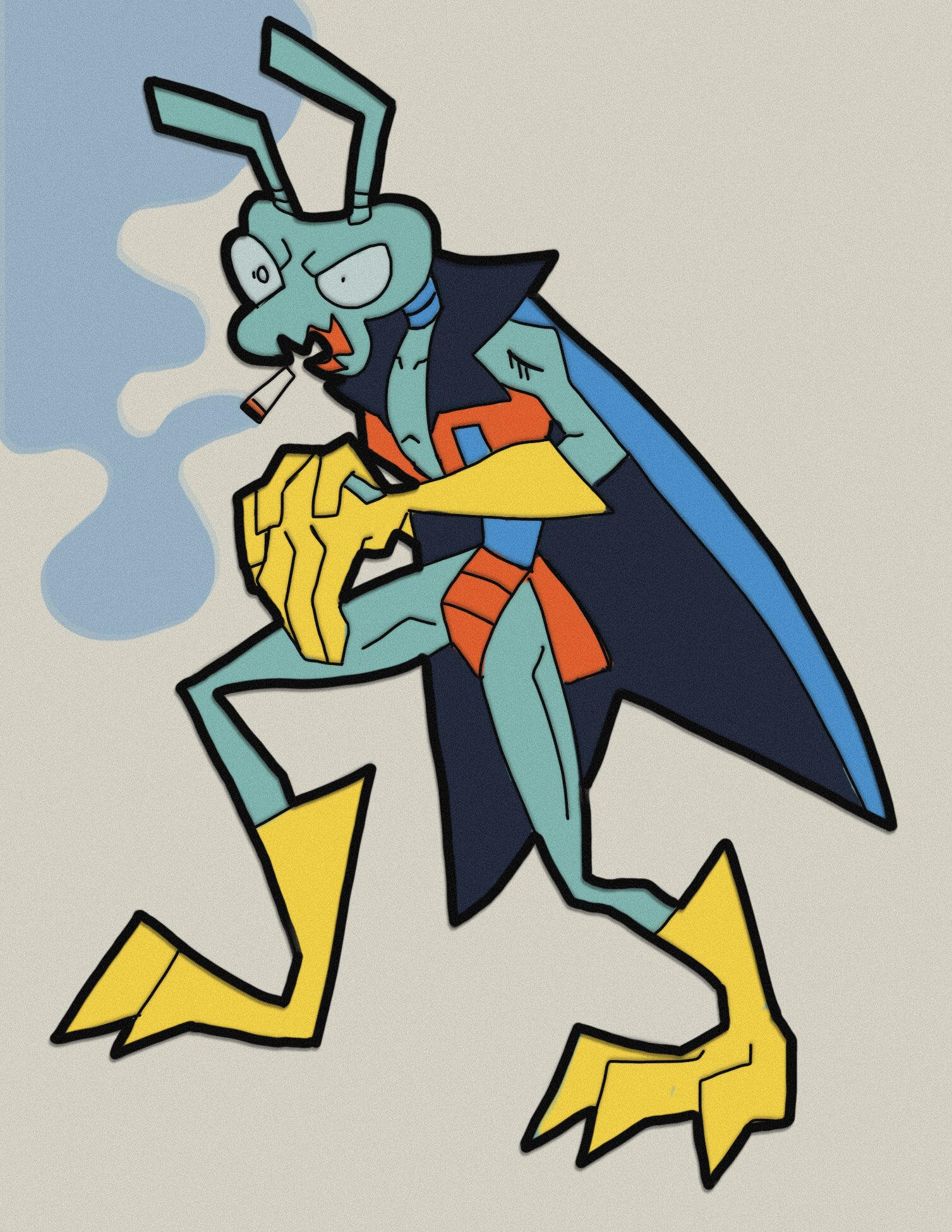 A quick redesign of zorak from space ghost. I wanted to add a bit more Clay Martin Croker's personality to his design- he's one of my personal heroes! Done in 2022.